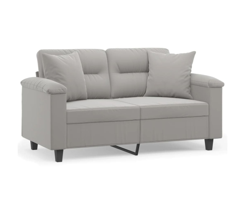 Sofá 2 plazas almohadas y cojines microfibra gris claro 120 cm