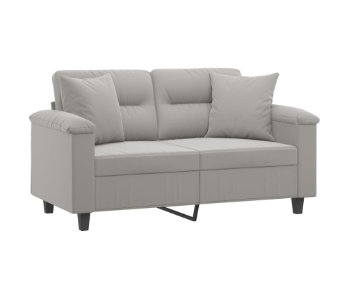 Sofá 2 plazas almohadas y cojines microfibra gris claro 120 cm