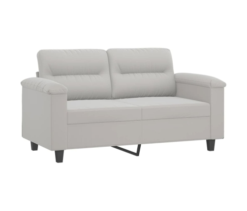 Sofá 2 plazas almohadas y cojines microfibra gris claro 120 cm