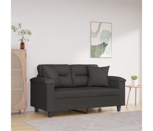 vidaXL Sofá 2 plazas almohadas y cojines microfibra gris oscuro 120 cm