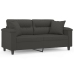 Sofá 2 plazas almohadas y cojines microfibra gris oscuro 140 cm