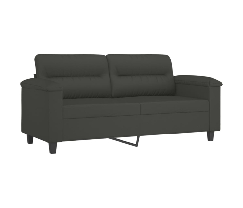 Sofá 2 plazas almohadas y cojines microfibra gris oscuro 140 cm