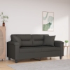 Sofá 2 plazas almohadas y cojines microfibra gris oscuro 140 cm