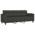 Sofá 3 plazas almohadas y cojines microfibra gris oscuro 180 cm