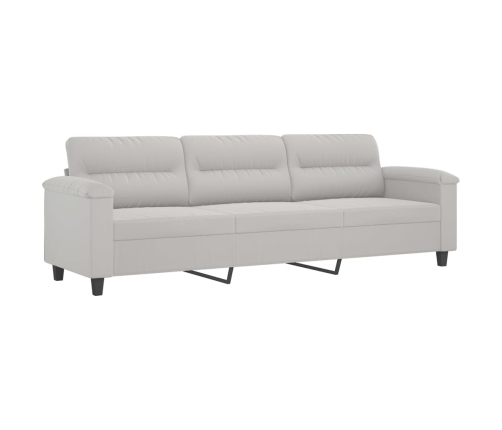 Sofá 3 plazas almohadas y cojines microfibra gris claro 210 cm