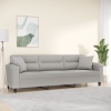 Sofá 3 plazas almohadas y cojines microfibra gris claro 210 cm