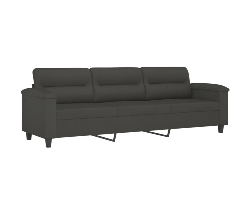 Sofá 3 plazas almohadas y cojines microfibra gris oscuro 210 cm