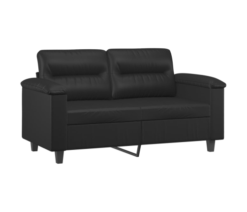 vidaXL Sofá 2 plazas almohadas y cojines cuero sintético negro 120 cm