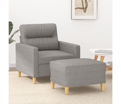 vidaXL Sillón con taburete tela gris claro 60 cm