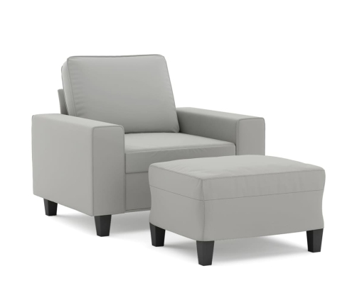 vidaXL Sillón con taburete tela de microfibra gris claro 60 cm