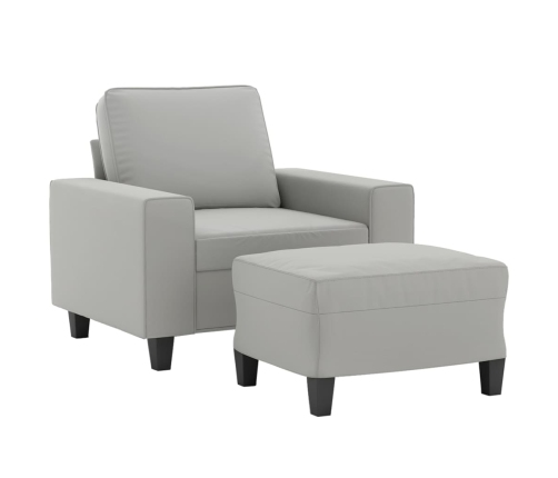 vidaXL Sillón con taburete tela de microfibra gris claro 60 cm