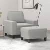 Sillón con taburete tela de microfibra gris claro 60 cm