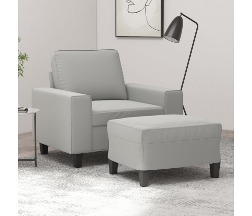 vidaXL Sillón con taburete tela de microfibra gris claro 60 cm