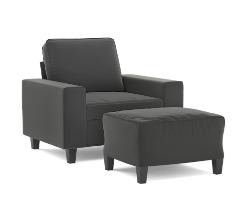 vidaXL Sillón con taburete tela de microfibra gris oscuro 60 cm