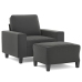 vidaXL Sillón con taburete tela de microfibra gris oscuro 60 cm