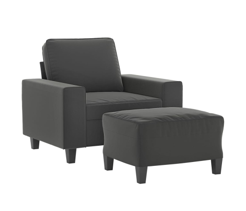 vidaXL Sillón con taburete tela de microfibra gris oscuro 60 cm