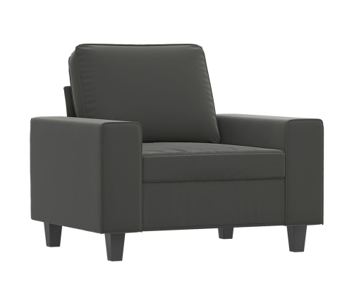 vidaXL Sillón con taburete tela de microfibra gris oscuro 60 cm