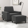 vidaXL Sillón con taburete tela de microfibra gris oscuro 60 cm