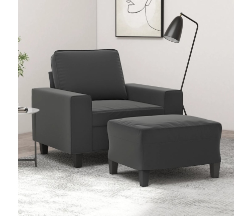 vidaXL Sillón con taburete tela de microfibra gris oscuro 60 cm