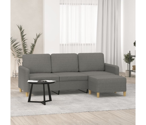 vidaXL Sofá de 3 plazas con taburete de tela gris oscuro 180 cm