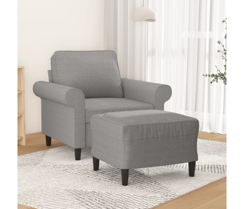 Sillón con taburete tela gris claro 60 cm