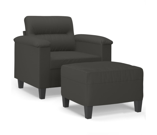 Sillón con taburete tela de microfibra gris oscuro 60 cm