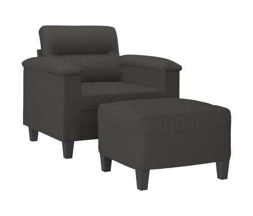 Sillón con taburete tela de microfibra gris oscuro 60 cm