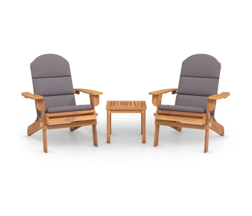 Juego de muebles de jardín Adirondack 3 piezas madera acacia