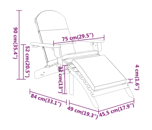 Juego de muebles de jardín Adirondack 3 piezas madera acacia