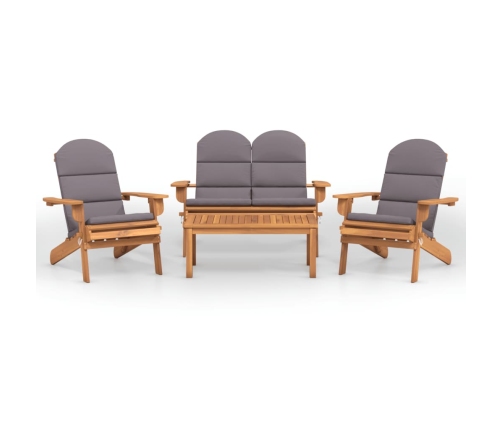Juego de muebles de jardín Adirondack 4 piezas madera acacia