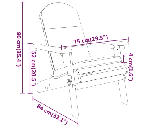 Juego de muebles de jardín Adirondack 4 piezas madera acacia