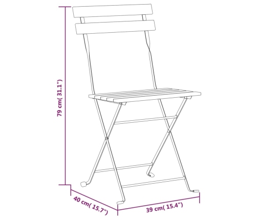 vidaXL Sillas de jardín plegables 8 uds madera maciza acacia y acero