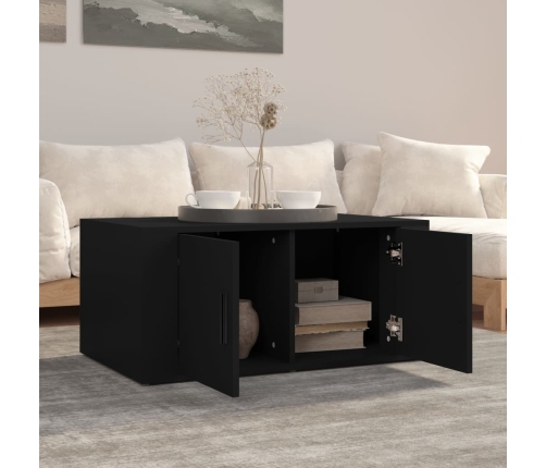 vidaXL Mesa de centro madera contrachapada negro 80x50x36 cm