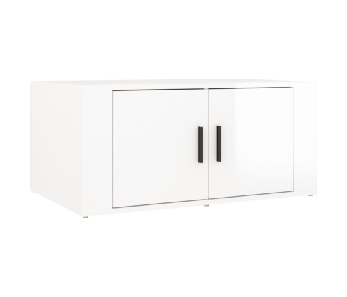 Mesa de centro madera contrachapada blanco brillo 80x50x36 cm