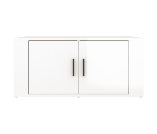 Mesa de centro madera contrachapada blanco brillo 80x50x36 cm