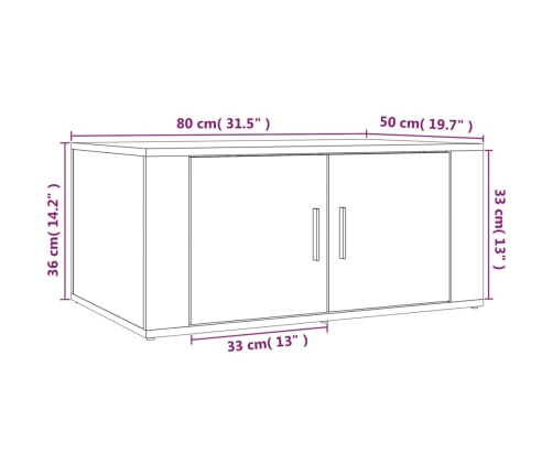 Mesa de centro madera contrachapada blanco brillo 80x50x36 cm