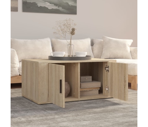 vidaXL Mesa de centro madera contrachapada roble Sonoma 80x50x36 cm