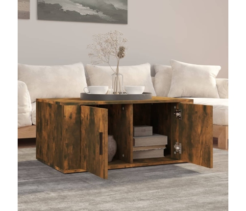 vidaXL Mesa de centro madera contrachapada roble ahumado 80x50x36 cm