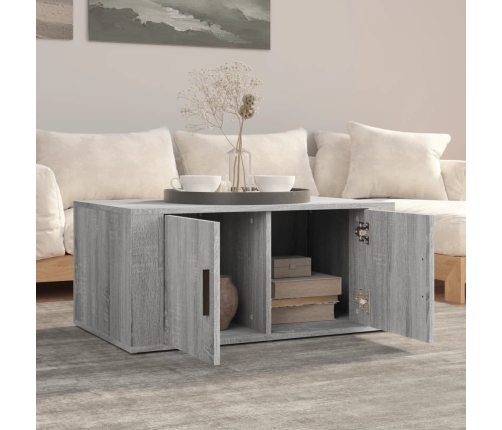 Mesa de centro madera contrachapada gris Sonoma 80x50x36 cm