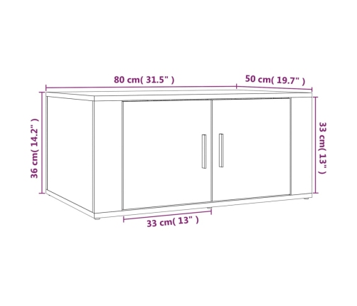 Mesa de centro madera contrachapada roble marrón 80x50x36 cm