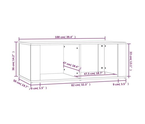 vidaXL Mesa de centro madera contrachapada blanco 100x50x36 cm