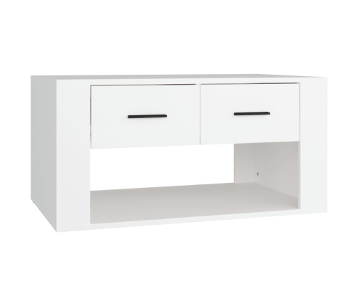 Mesa de centro madera contrachapada blanca 80x50x40 cm