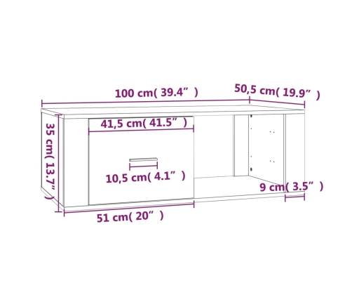 vidaXL Mesa de centro madera contrachapada negro 100x50,5x35 cm