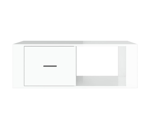 vidaXL Mesa de centro madera contrachapada blanco brillo 100x50,5x35cm