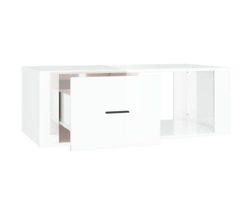 vidaXL Mesa de centro madera contrachapada blanco brillo 100x50,5x35cm