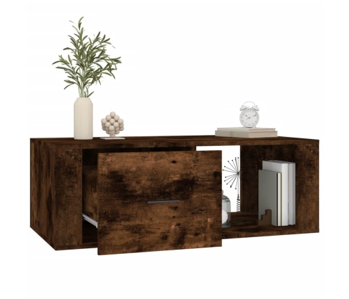 vidaXL Mesa de centro madera contrachapada roble ahumado 100x50,5x35cm