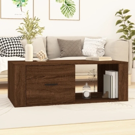 Mesa de centro madera contrachapada marrón roble 100x50,5x35 cm