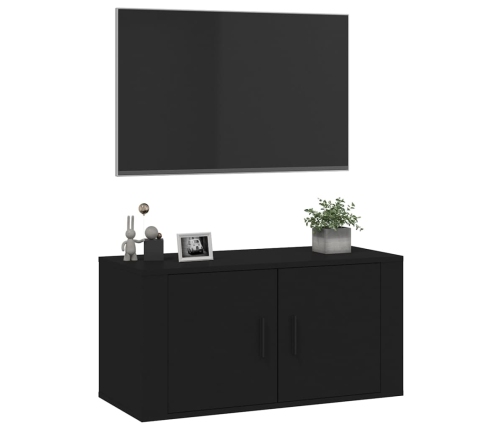 Mueble para TV de pared negro 80x34,5x40 cm