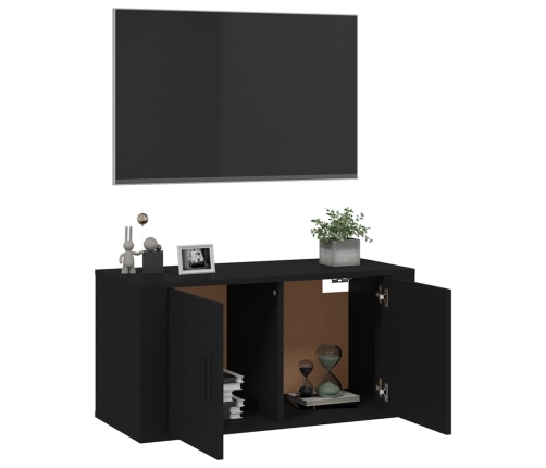 Mueble para TV de pared negro 80x34,5x40 cm