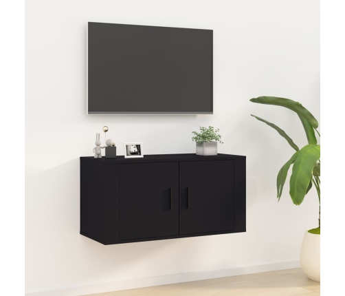 Mueble para TV de pared negro 80x34,5x40 cm